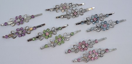 Pares de Grampos Flor Strass 